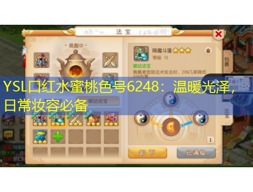 YSL口红水蜜桃色号6248：温暖光泽，日常妆容必备