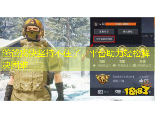 爸爸我快坚持不住了，平台助力轻松解决困难